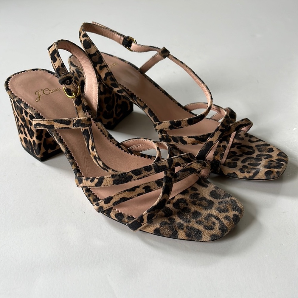 J.Crew Odette Leopard Strappy Sandals - Women's Size 8